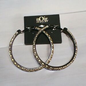 Noir Jewelry Textured Hoop Earrings